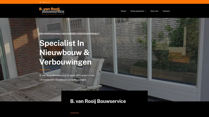 Website van B. van Rooij Bouwservice