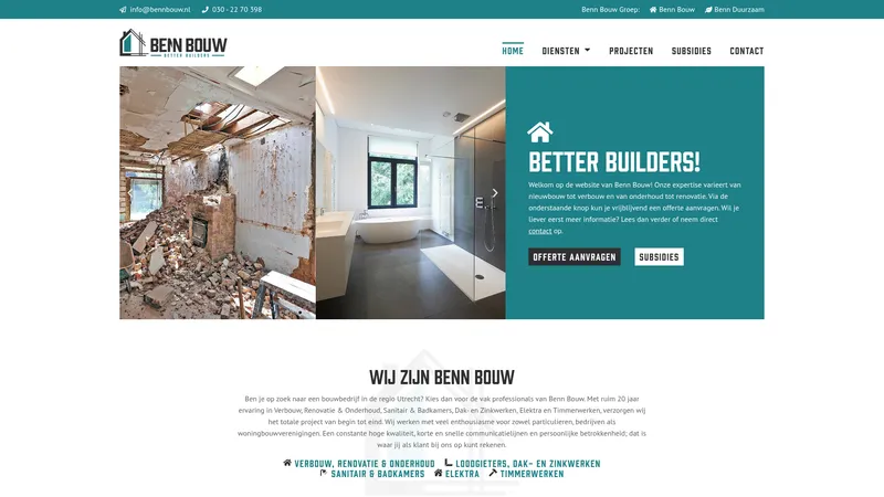 Website van Benn Bouw