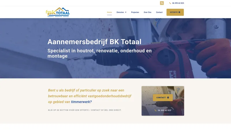 Website van BK Totaal BV