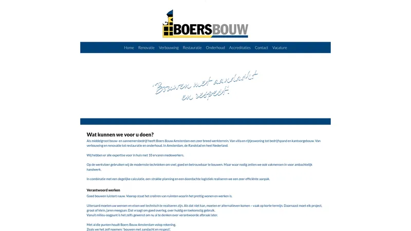 Website van Boers Bouw Amsterdam