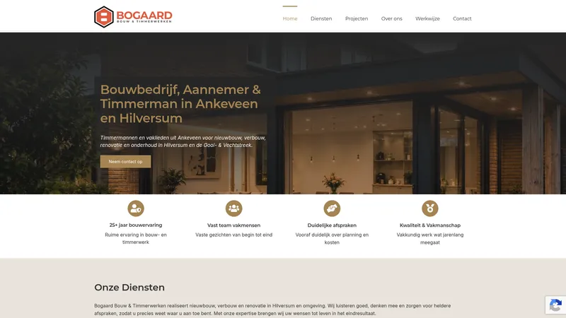 Website van Bogaard Bouw & Timmerwerken