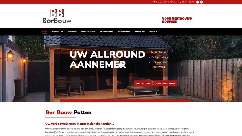 Website van Bor Bouw