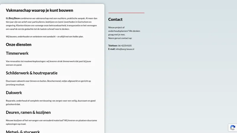 Website van Borg Bouw