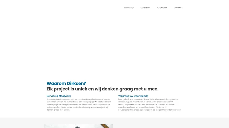 Website van Bouw- & Aannemersbedrijf Dirksen
