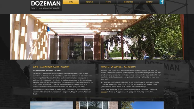 Website van Bouw- & aannemersbedrijf Dozeman