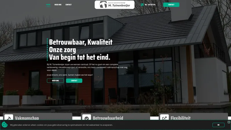 Website van Bouw- en Aannemersbedrijf M Tuinenbreijer