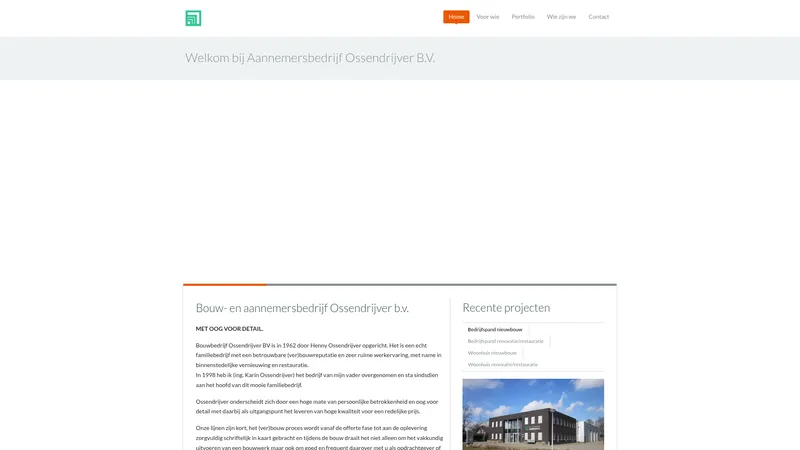 Website van Bouw- en Aannemersbedrijf Ossendrijver