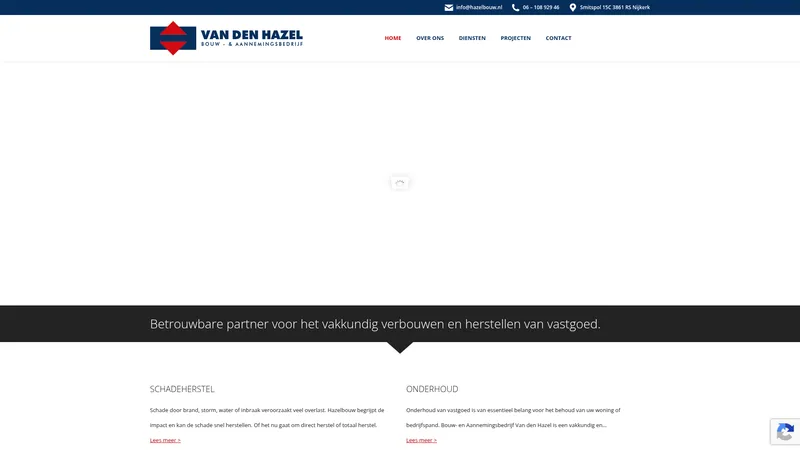 Website van Bouw- en Aannemingsbedrijf Van den Hazel
