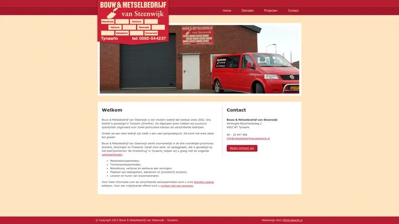 Website van Bouw & Metsel bedrijf van Steenwijk Tynaarlo (Regio Assen - Drenthe)