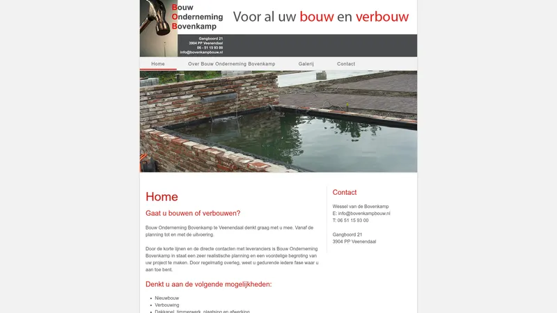 Website van Bouw Onderneming Bovenkamp