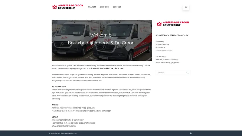 Website van Bouwbedrijf Alberts & de Croon B.V.