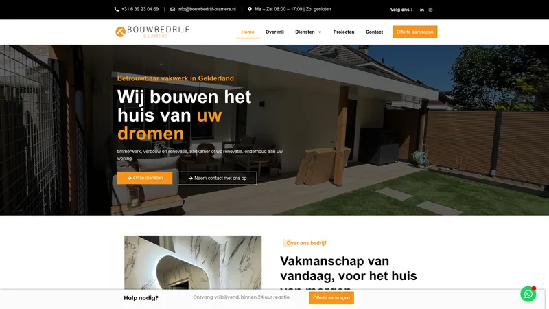 Website van Bouwbedrijf B. Lamers