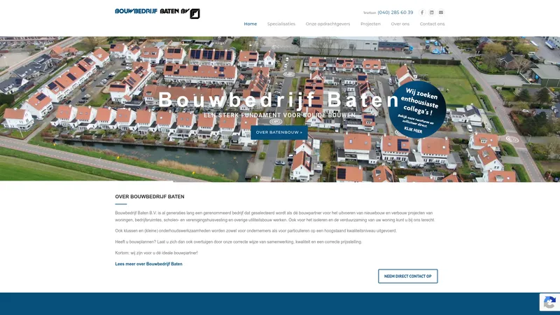 Website van Bouwbedrijf Baten B.V.