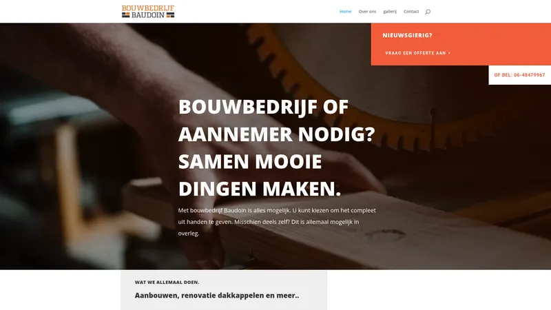 Website van Bouwbedrijf Baudoin