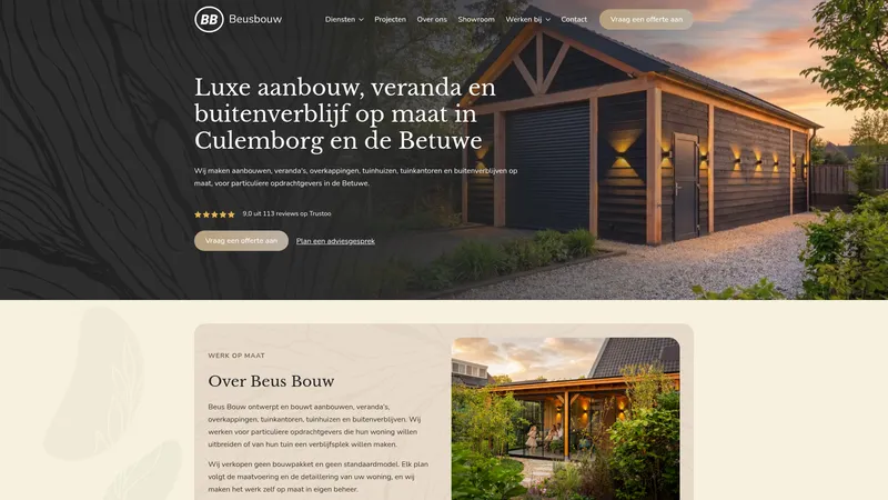 Website van Bouwbedrijf Beus Bouw BV