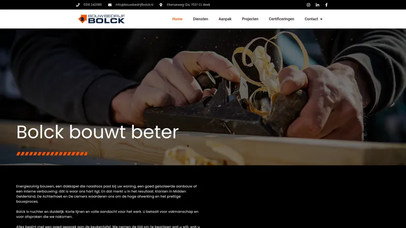 Website van Bouwbedrijf Bolck B.V.