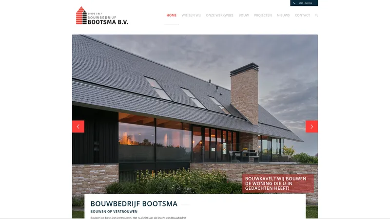Website van Bouwbedrijf Bootsma B.V.