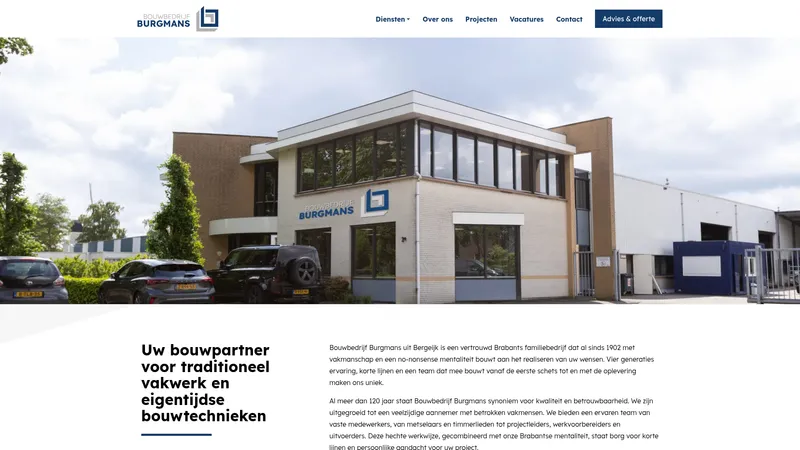 Website van Bouwbedrijf Burgmans B.V.