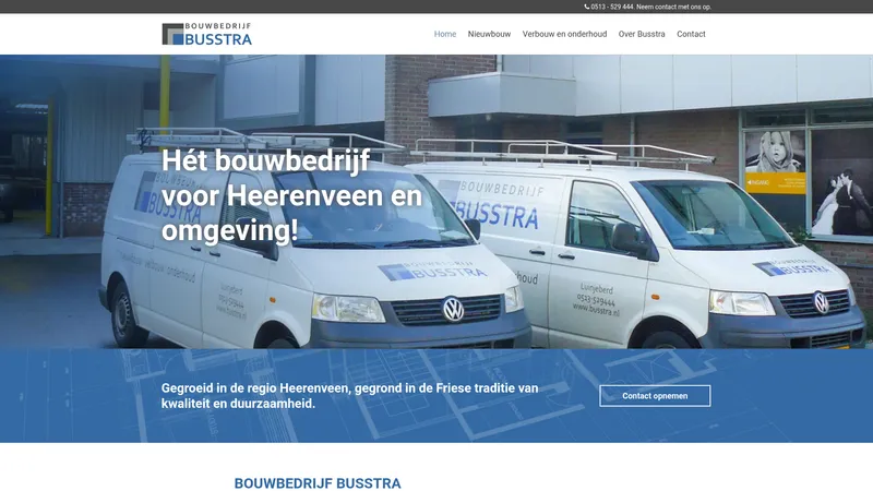 Website van Bouwbedrijf Busstra