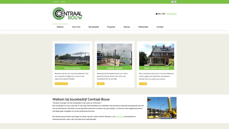 Website van Bouwbedrijf Centraal Bouw