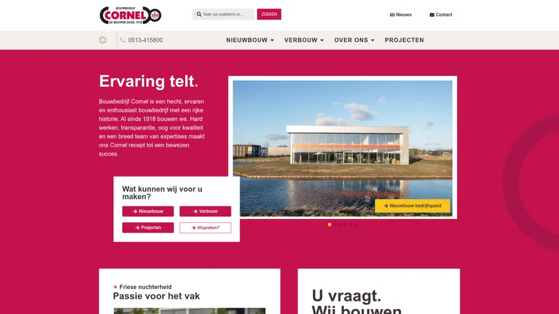 Website van Bouwbedrijf Cornel