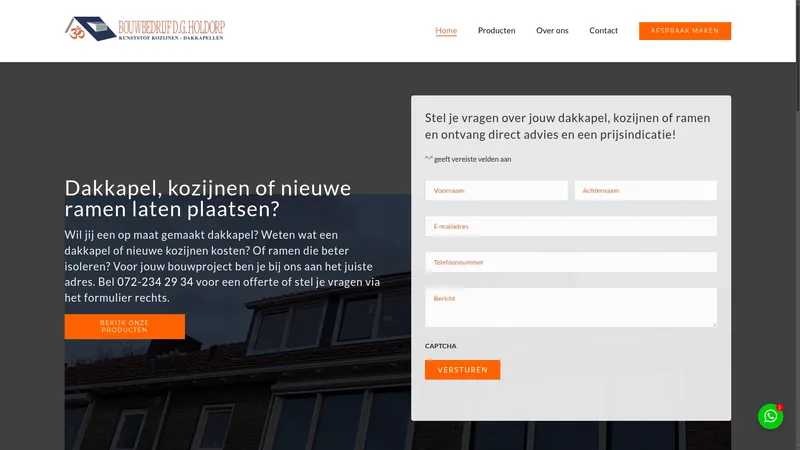 Website van Bouwbedrijf D.G. Holdorp