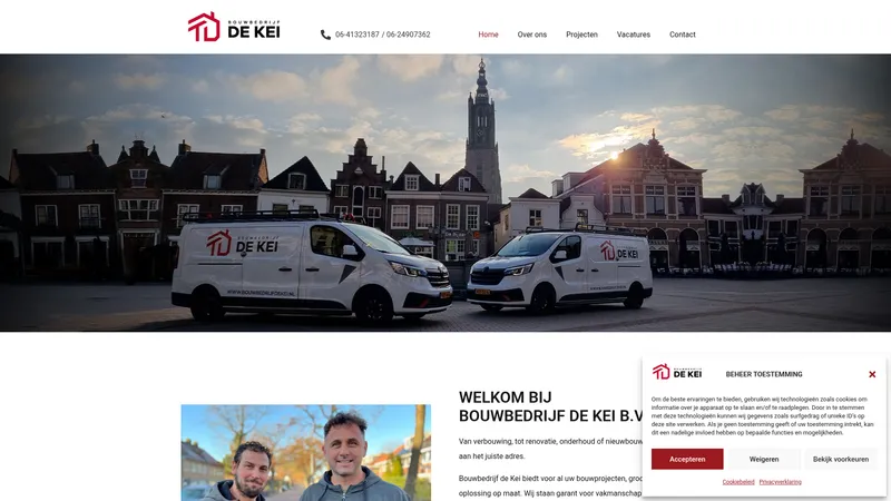 Website van Bouwbedrijf De Kei B.V.