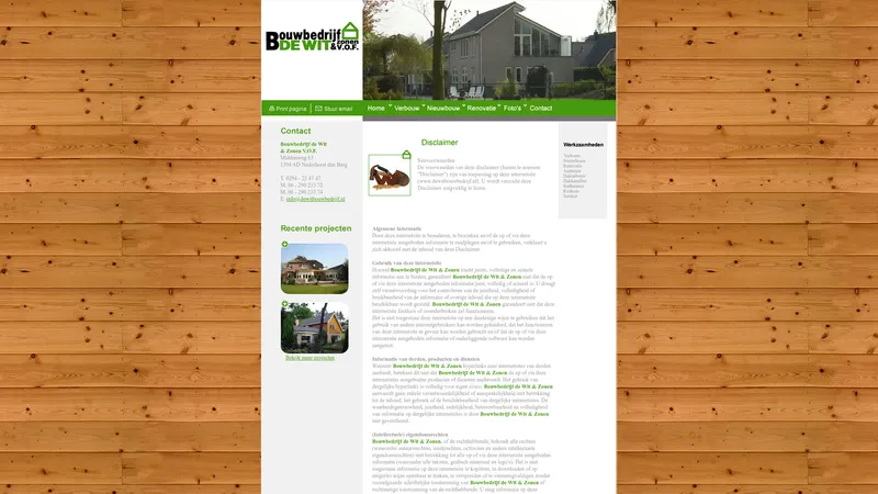 Website van Bouwbedrijf De Wit & Zonen V.O.F.
