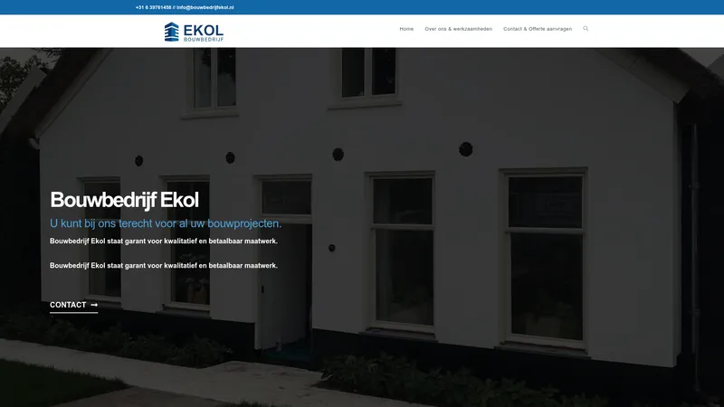 Website van Bouwbedrijf Ekol