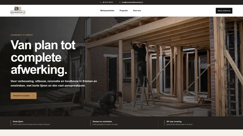 Website van Bouwbedrijf Emmen B.V.