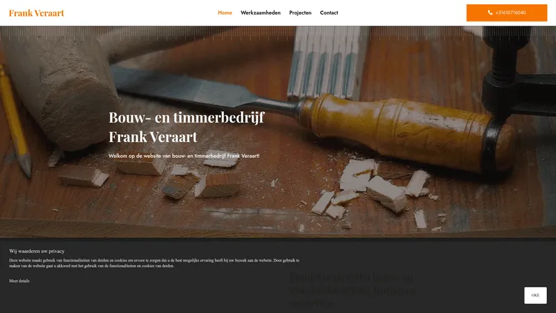 Website van Bouwbedrijf Frank Veraart
