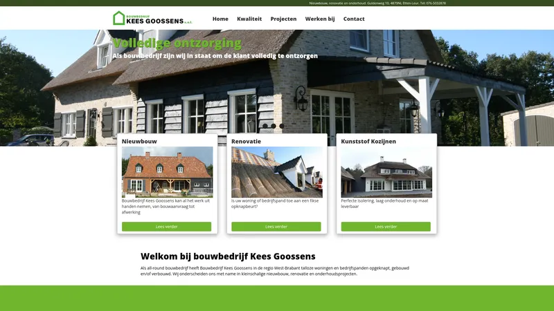 Website van Bouwbedrijf Goossens Kees