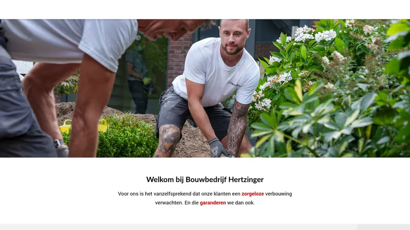 Website van Bouwbedrijf Hertzinger bv