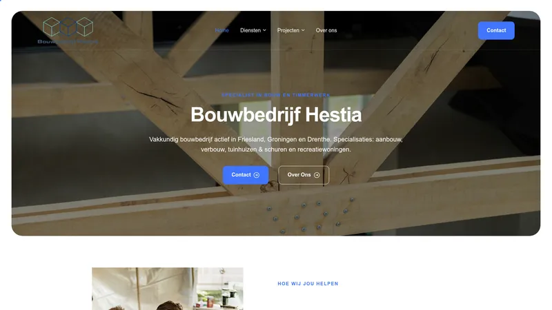 Website van Bouwbedrijf Hestia