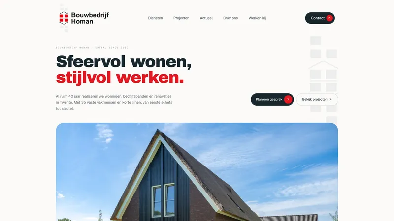 Website van Bouwbedrijf Homan B.V.