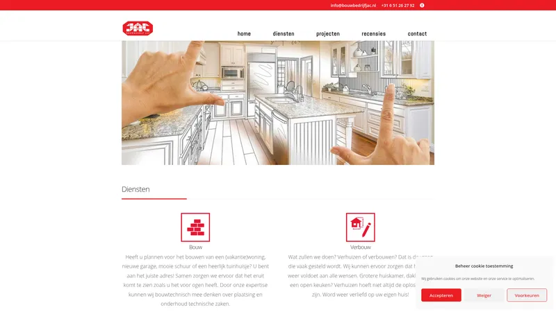 Website van Bouwbedrijf J.A.C.