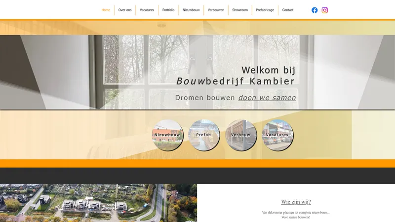 Website van Bouwbedrijf Kambier BV