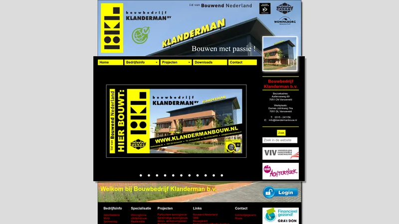 Website van Bouwbedrijf Klanderman b.v.
