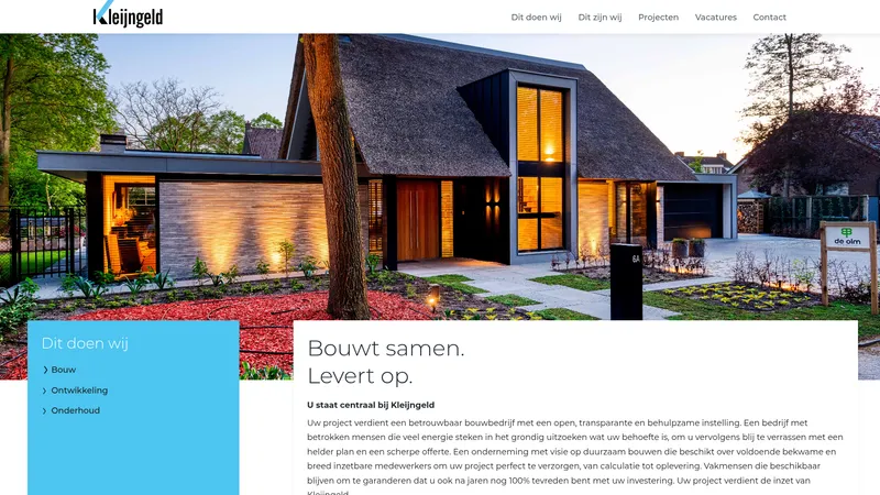 Website van Bouwbedrijf Kleijngeld B.V.