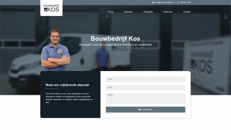 Website van Bouwbedrijf Kos