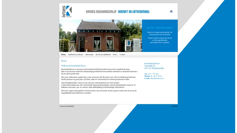 Website van Bouwbedrijf Kroes
