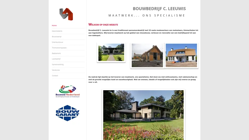 Website van Bouwbedrijf Leeuwis C
