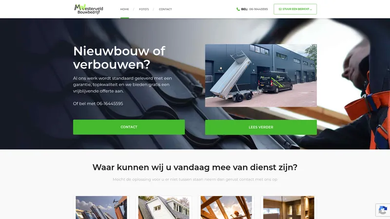 Website van Bouwbedrijf M. Westerveld B.V.