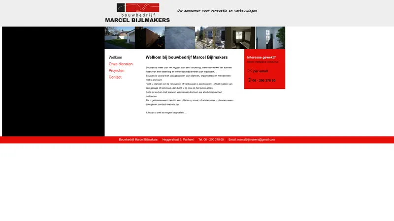 Website van Bouwbedrijf Marcel Bijlmakers