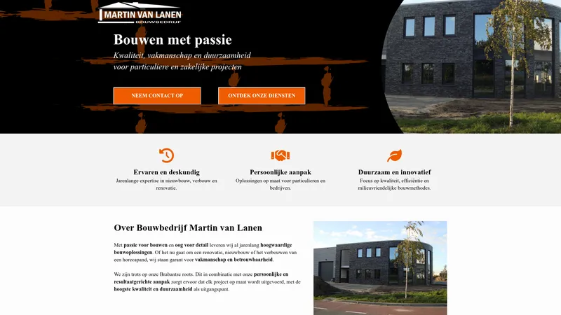 Website van Bouwbedrijf Martin van Lanen B.V.