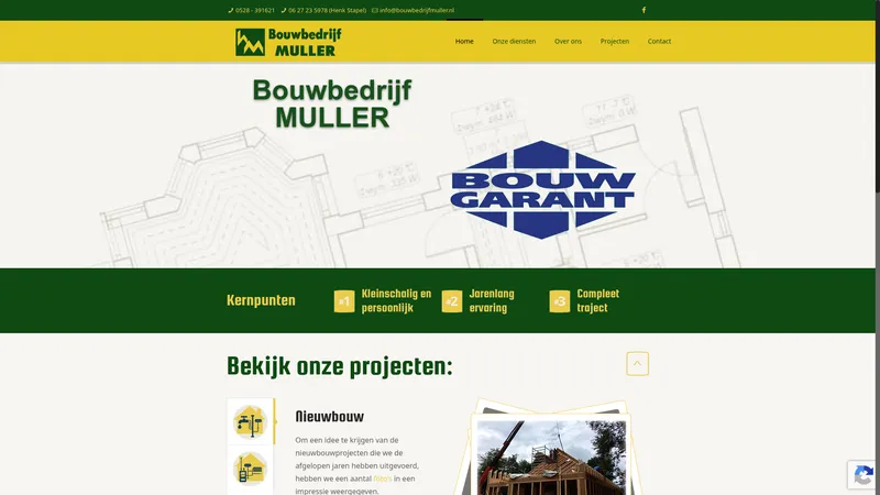 Website van Bouwbedrijf Muller