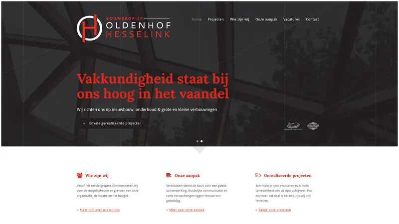 Website van Bouwbedrijf Oldenhof Hesselink