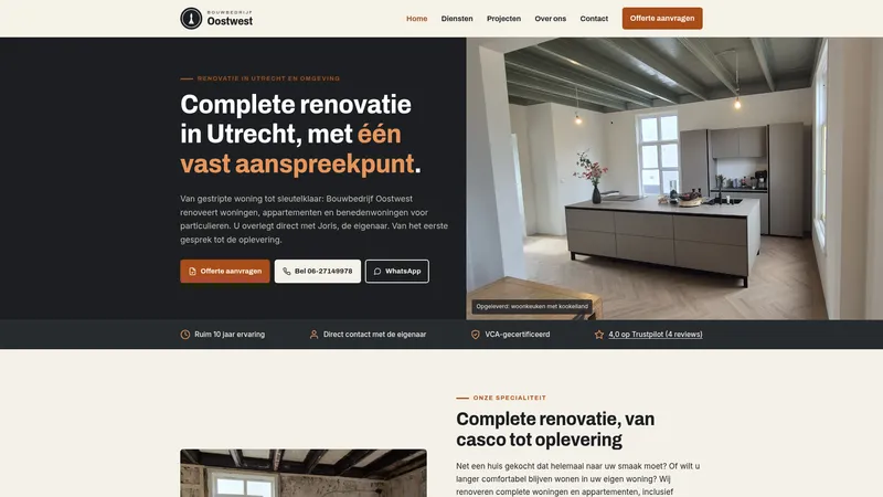 Website van BOUWBEDRIJF OOSTWEST