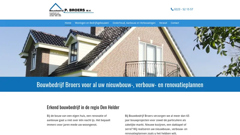 Website van Bouwbedrijf P Broers