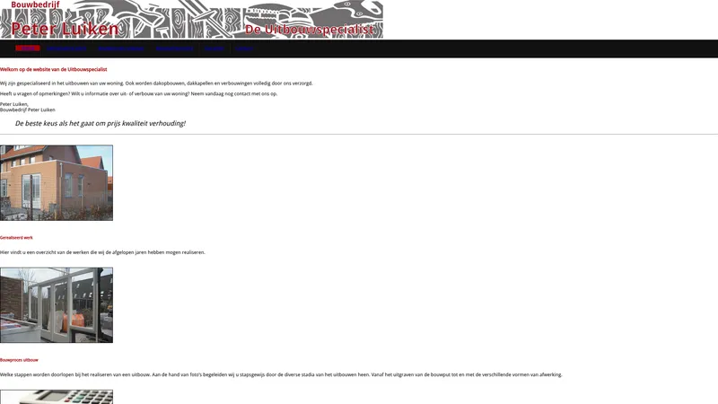 Website van Bouwbedrijf Peter Luiken